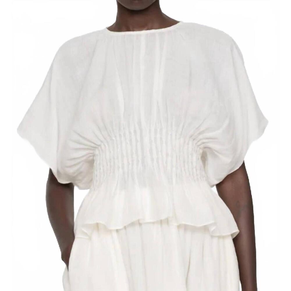 NEW SEA violet short sleeve top in white
